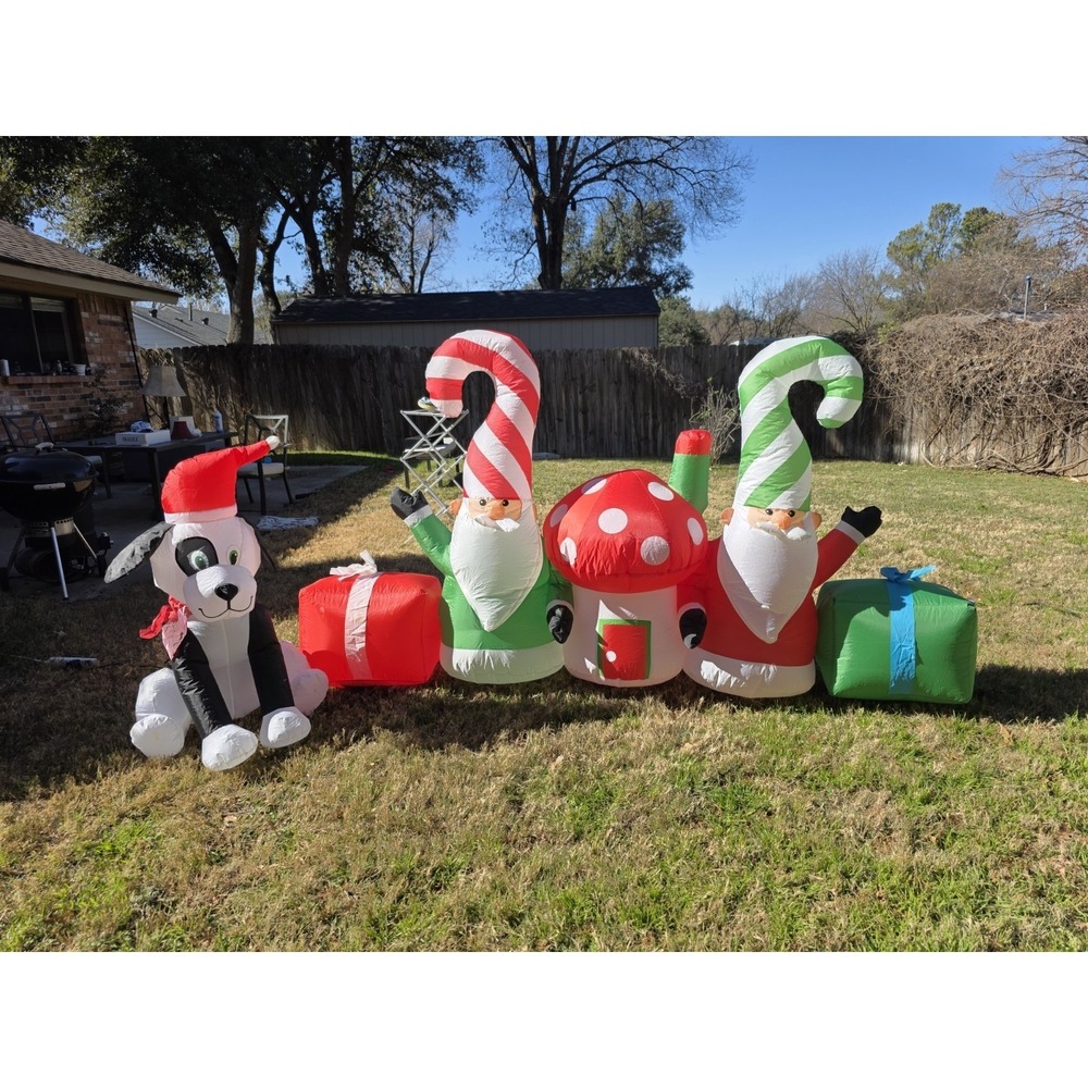 Christmas Inflatable Gnomes Mushroom House Holiday Dog Outdoor Yard Decoration
